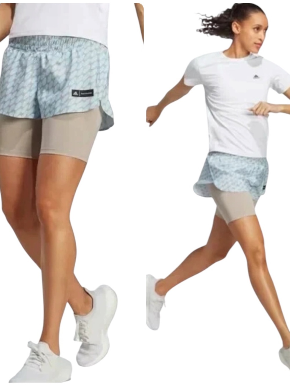 Adidas x Marimekko Blue Tan 2 in 1 Run Icons Running Shorts Medium
